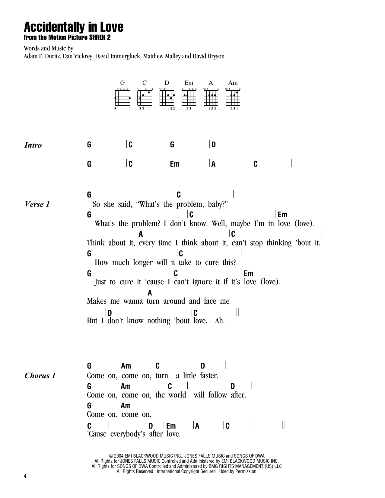 Download Counting Crows Accidentally In Love Sheet Music