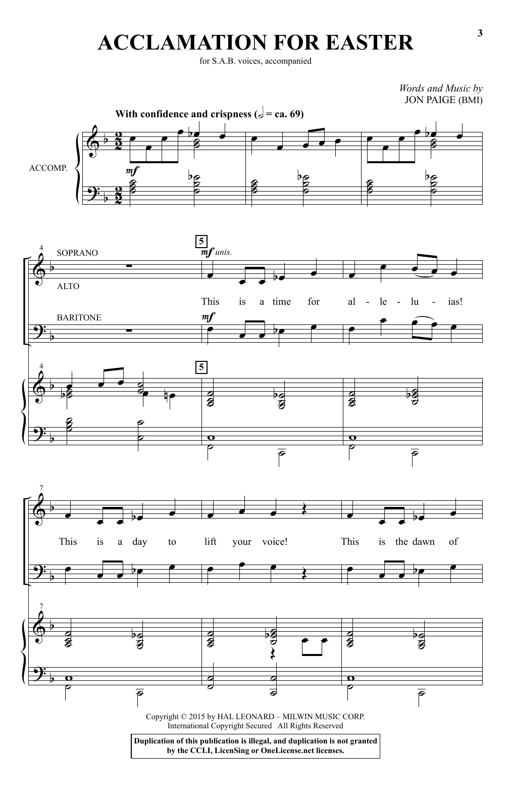 Download Jon Paige Acclamation For Easter Sheet Music