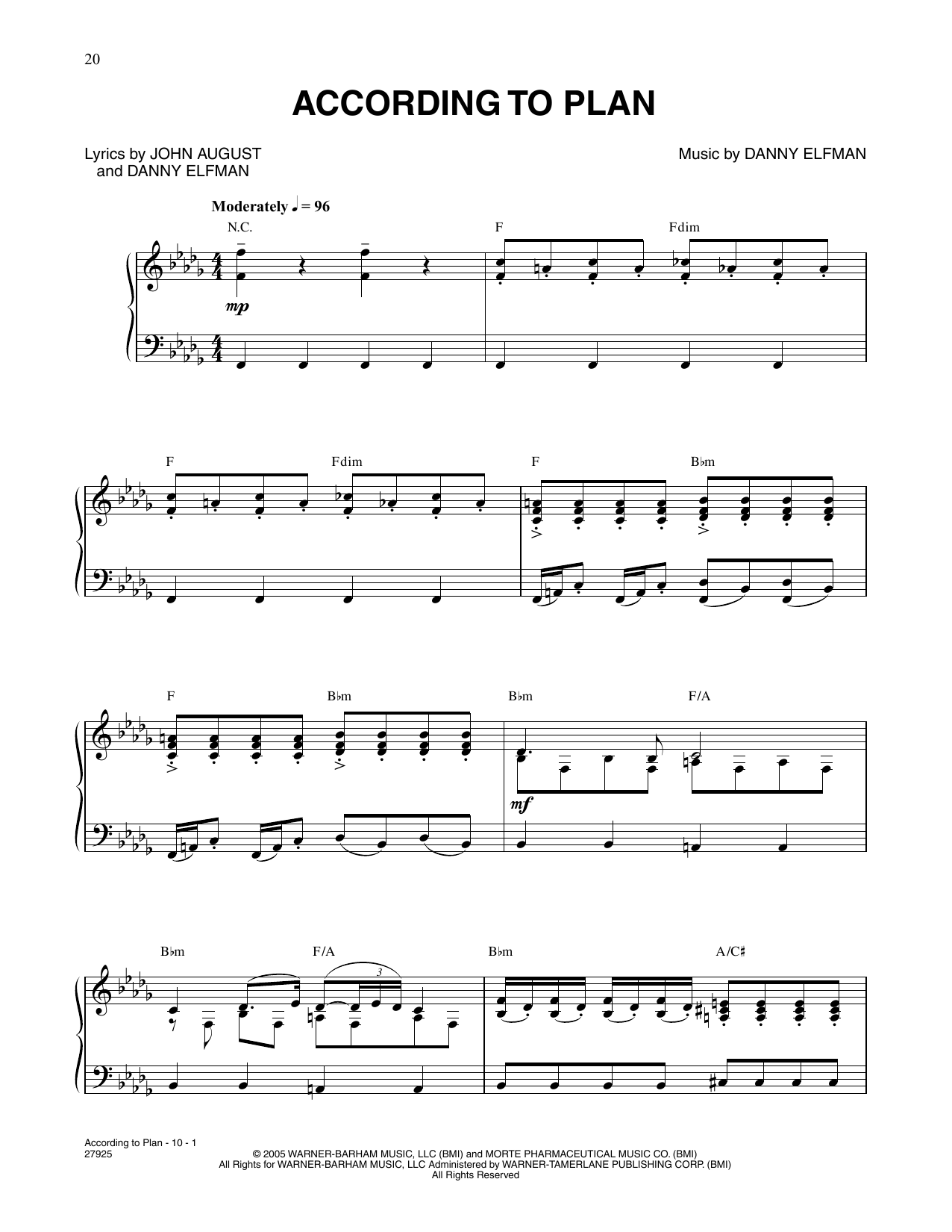 Download Danny Elfman According To Plan (from Corpse Bride) Sheet Music