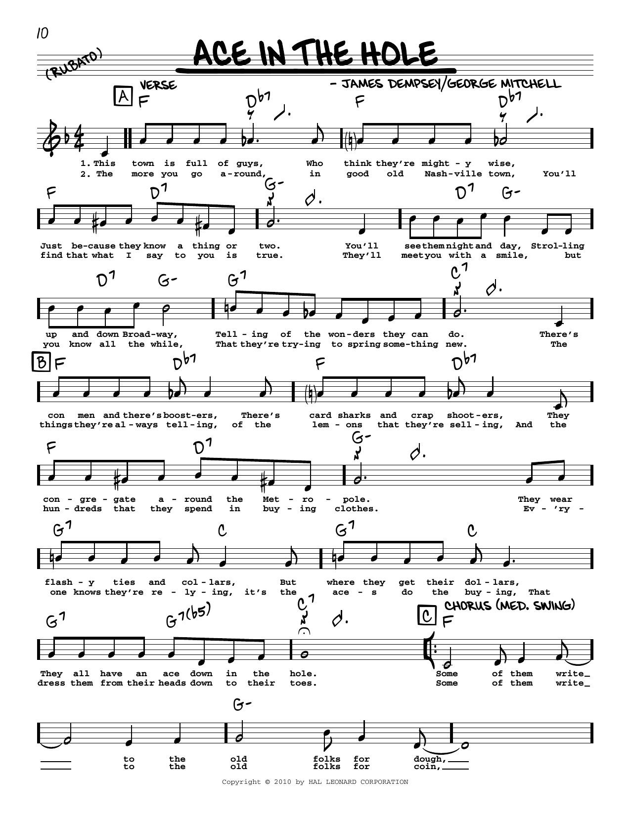 Download George Mitchell Ace In The Hole (arr. Robert Rawlins) Sheet Music