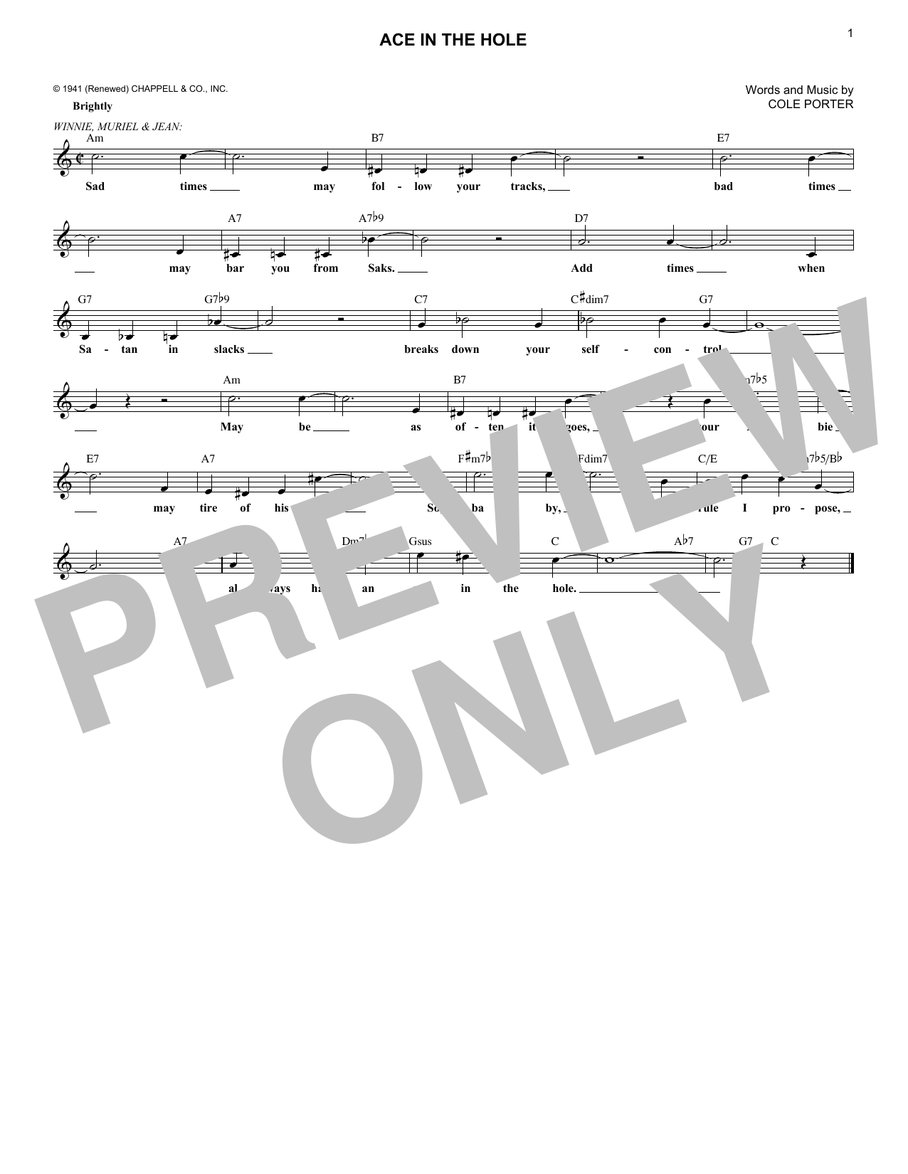 Download Cole Porter Ace In The Hole Sheet Music