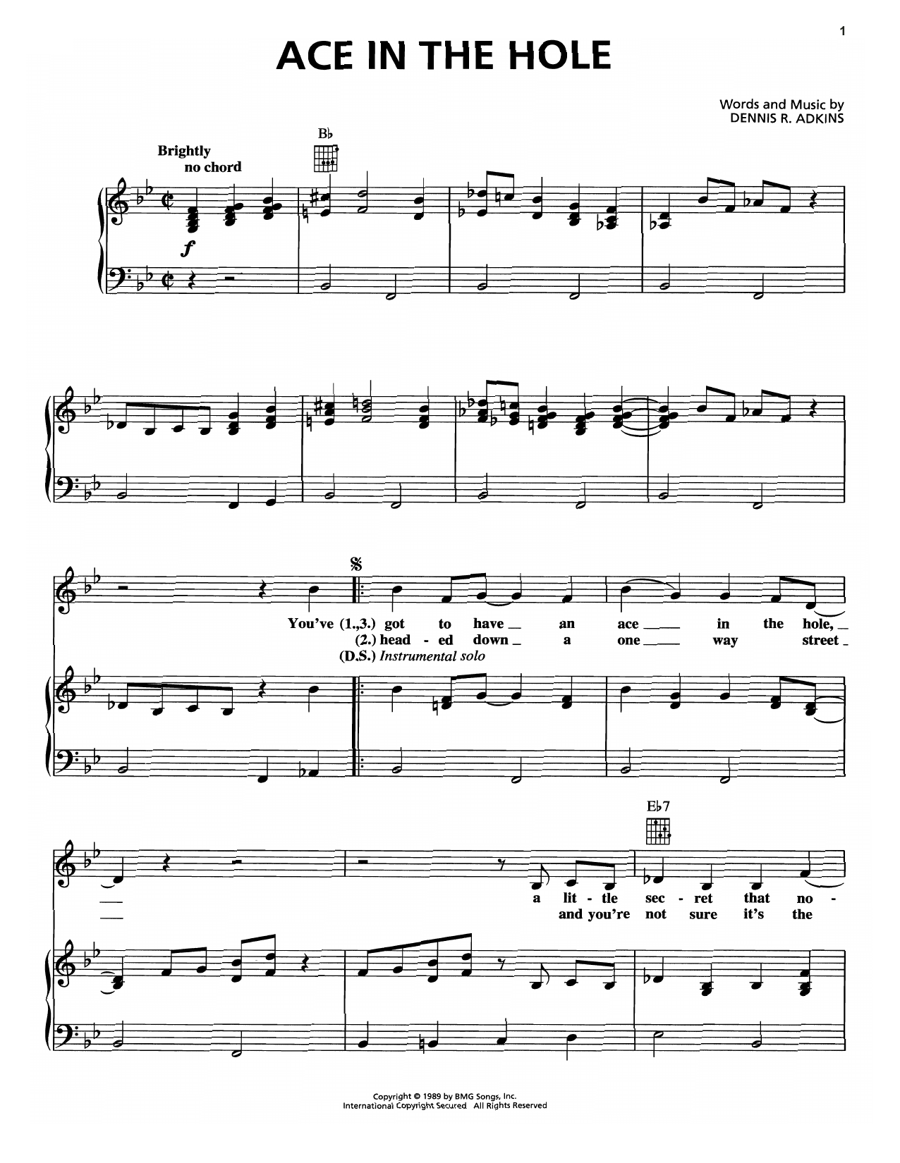 Download George Strait Ace In The Hole Sheet Music