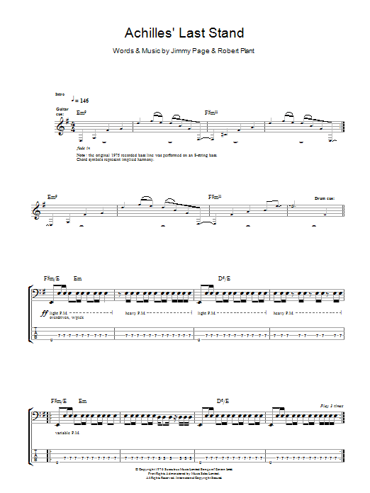 Download Led Zeppelin Achilles Last Stand Sheet Music