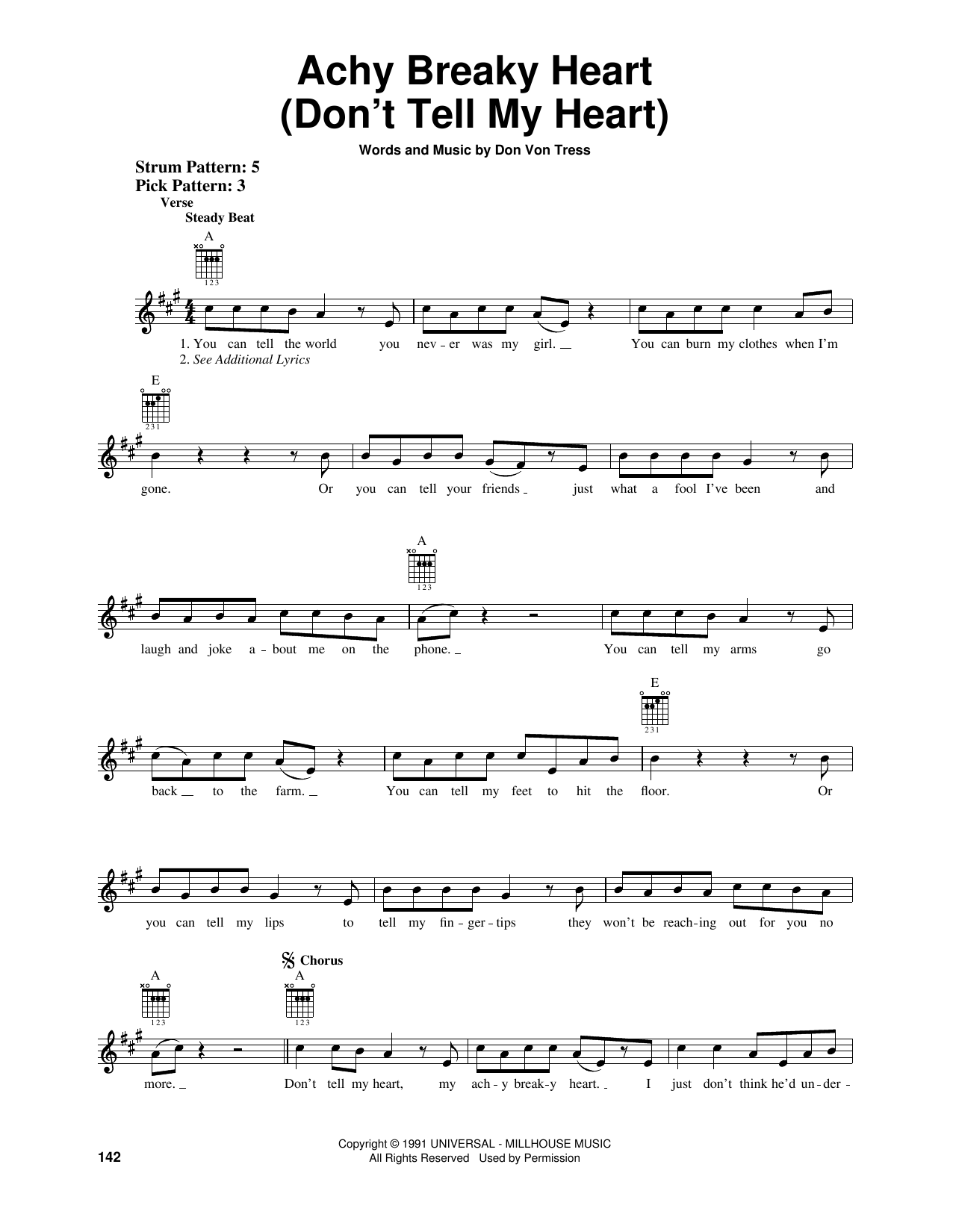 Billy Ray Cyrus Achy Breaky Heart (Don't Tell My Heart) sheet music notes printable PDF score