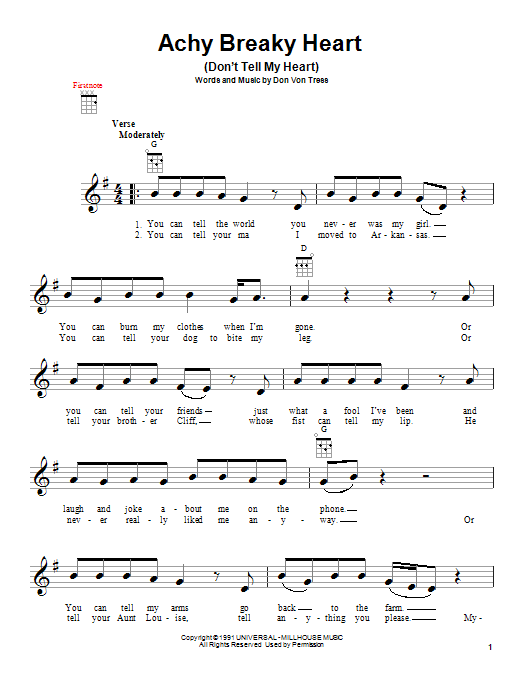 Download Billy Ray Cyrus Achy Breaky Heart (Don't Tell My Heart) Sheet Music