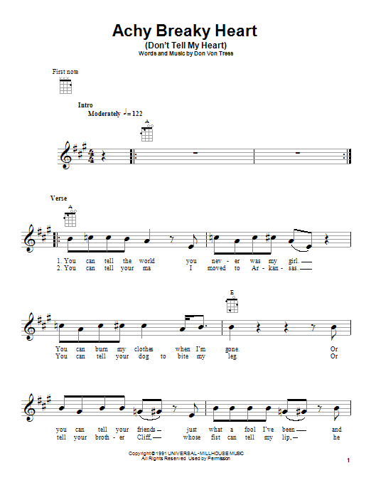 Download Billy Ray Cyrus Achy Breaky Heart (Don't Tell My Heart) Sheet Music