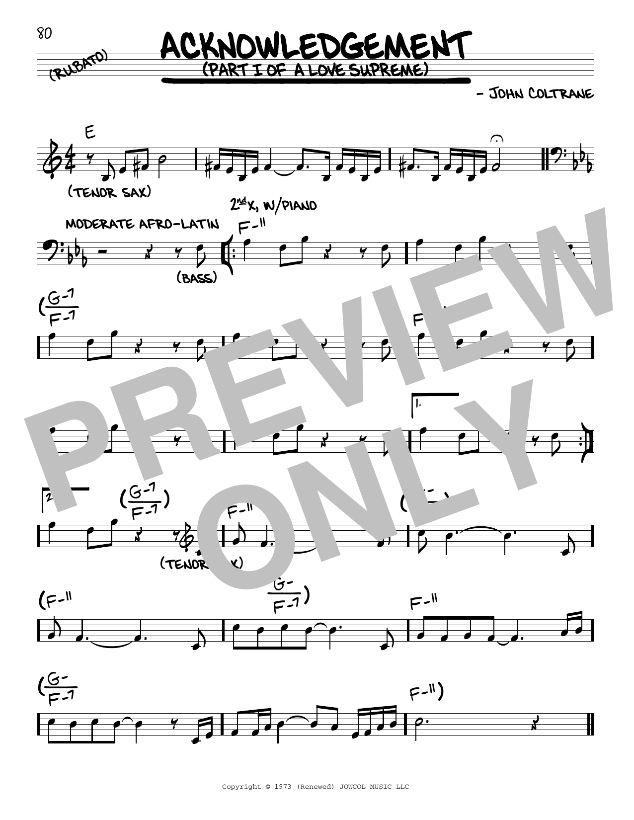 Download John Coltrane Acknowledgement Sheet Music
