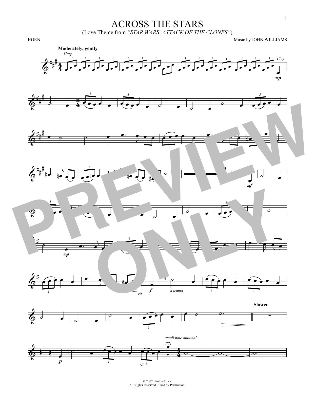 Download John Williams Across The Stars (from Star Wars: Attac Sheet Music