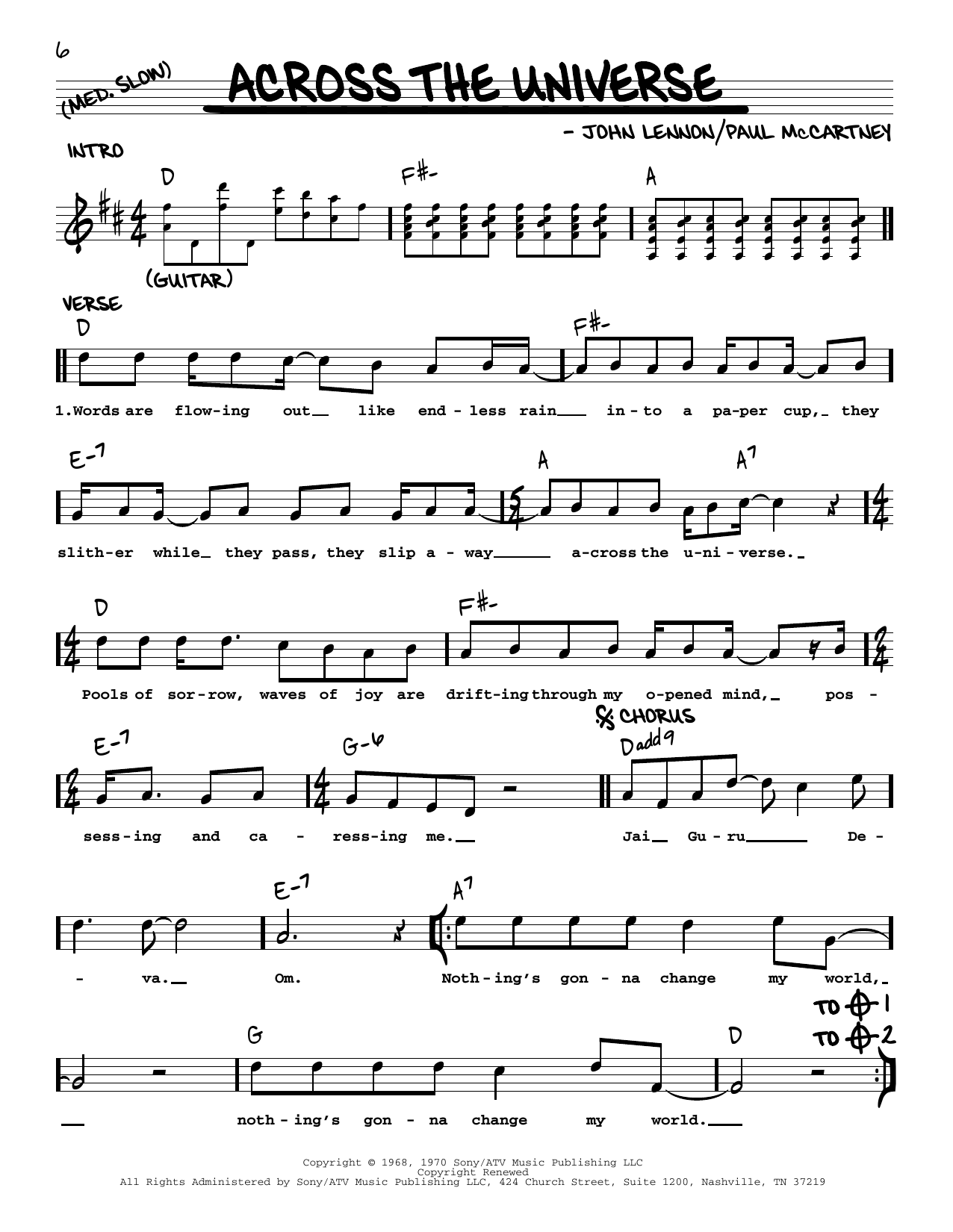 Download The Beatles Across The Universe [Jazz version] Sheet Music