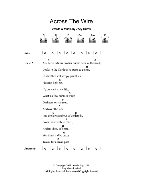 Download Calexico Across The Wire Sheet Music