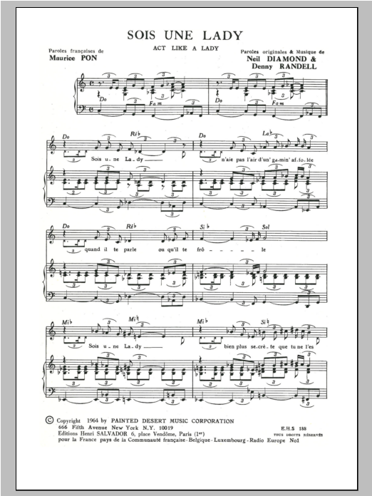Download Henri Salvador Act Like A Lady (Sois Une Lady) Sheet Music