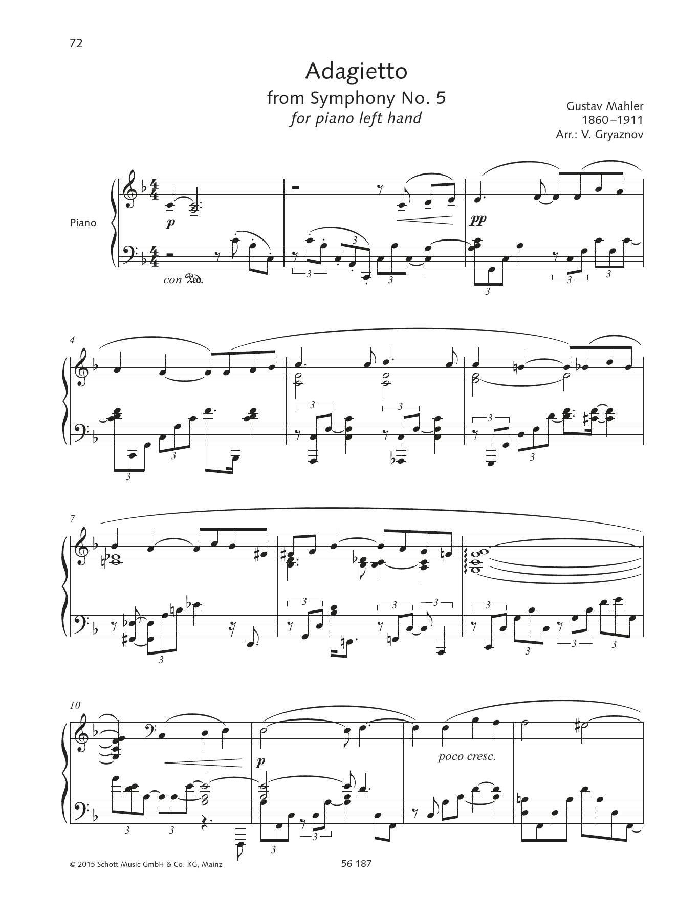 Download Gustav Mahler Adagietto Sheet Music