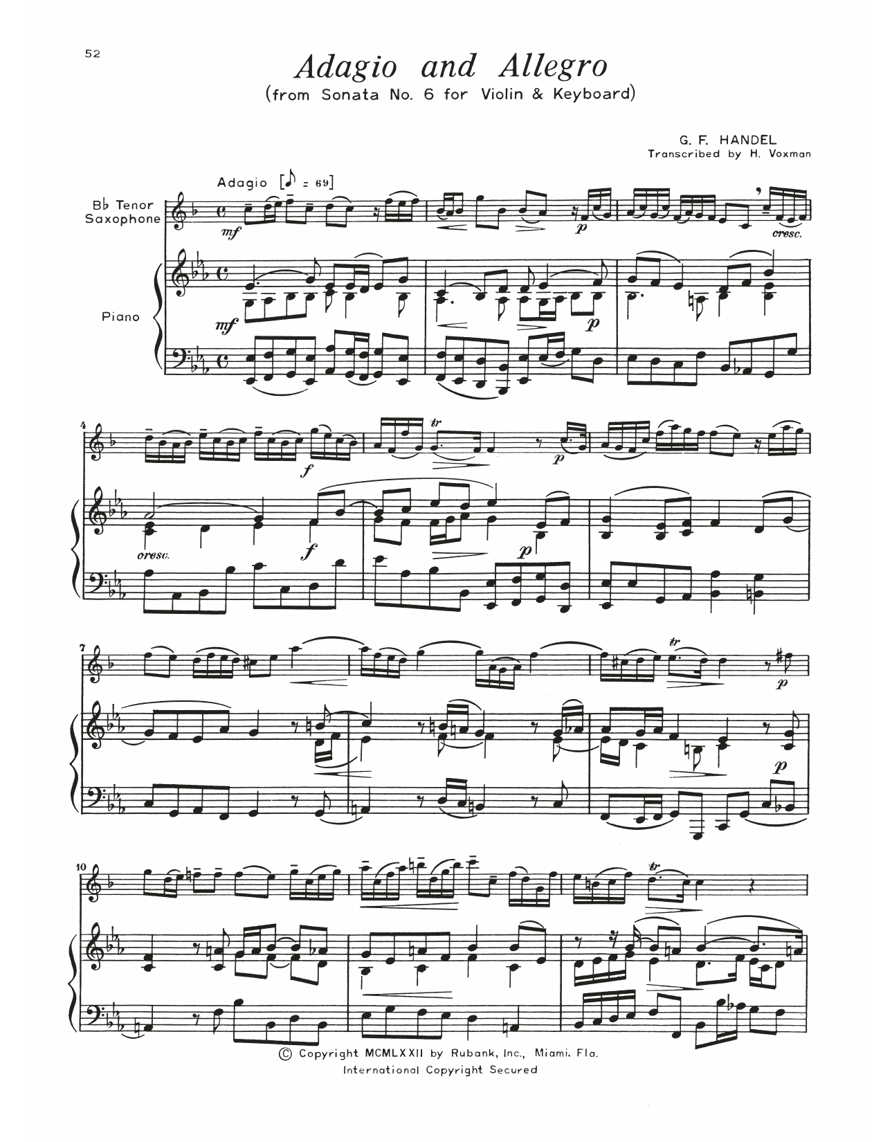 Download George Frideric Handel Adagio And Allegro Sheet Music