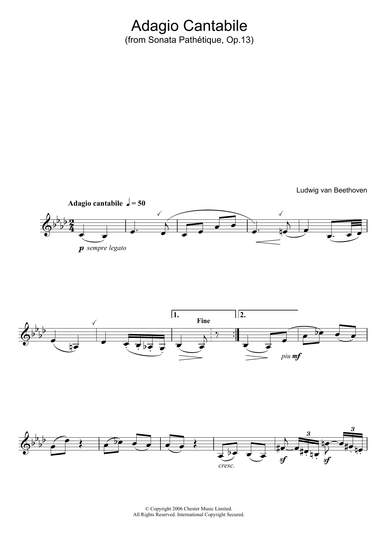 Download Ludwig van Beethoven Adagio Cantabile from Sonate Pathetique Sheet Music