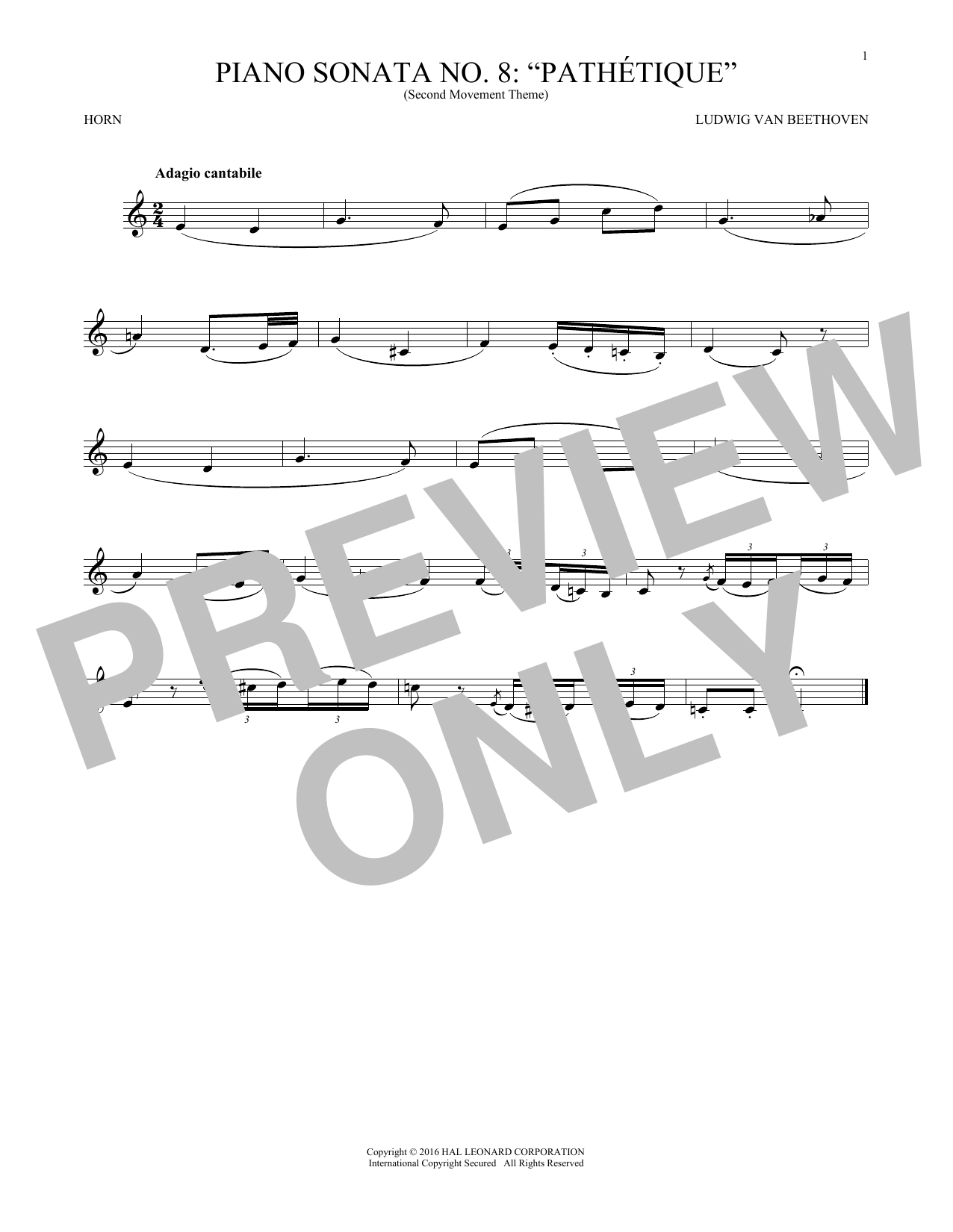 Download Ludwig van Beethoven Adagio Cantabile, Op. 13 Sheet Music