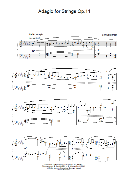 Download Samuel Barber Adagio For Strings Op.11 Sheet Music