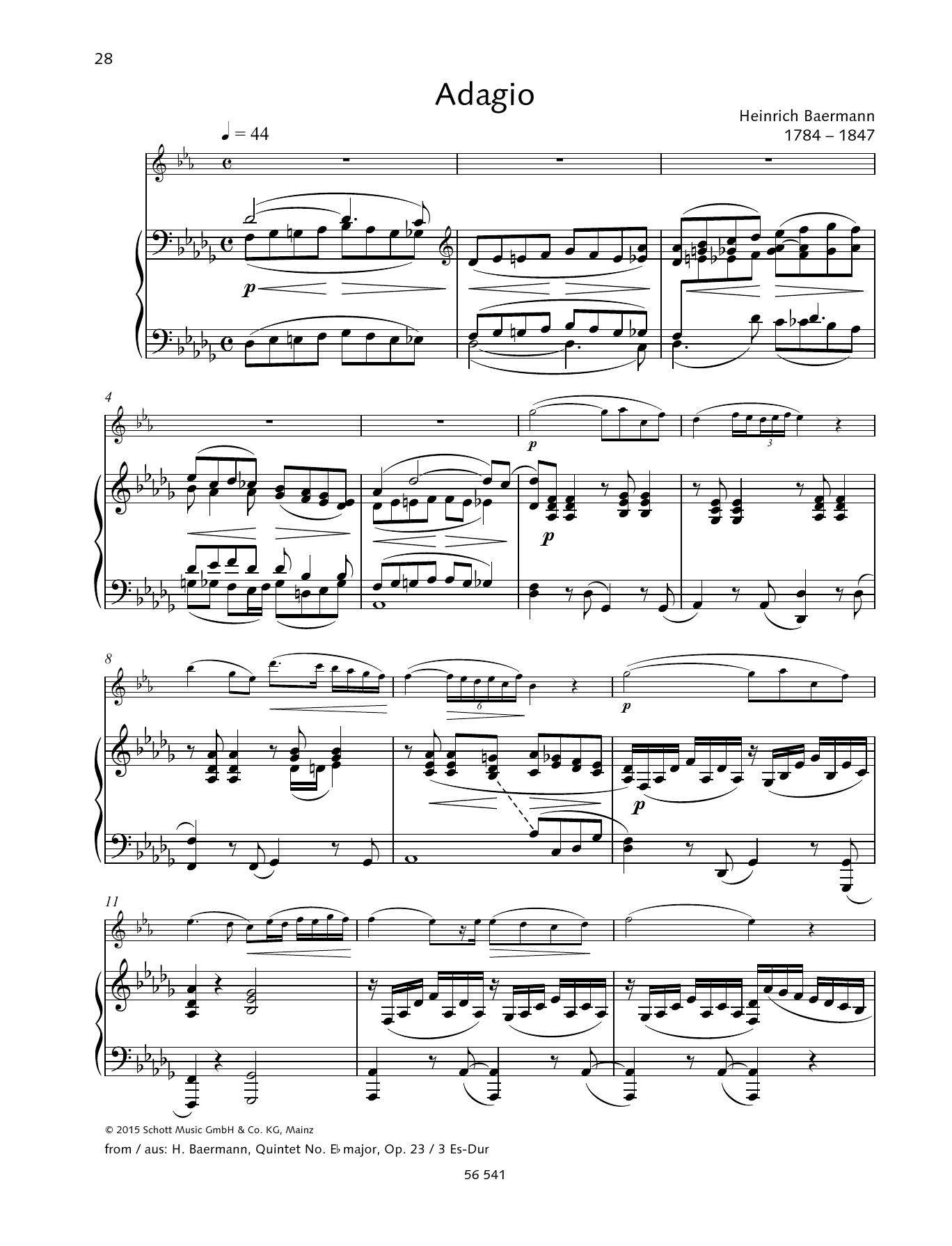 Download Heinrich Joseph Baermann Adagio Sheet Music