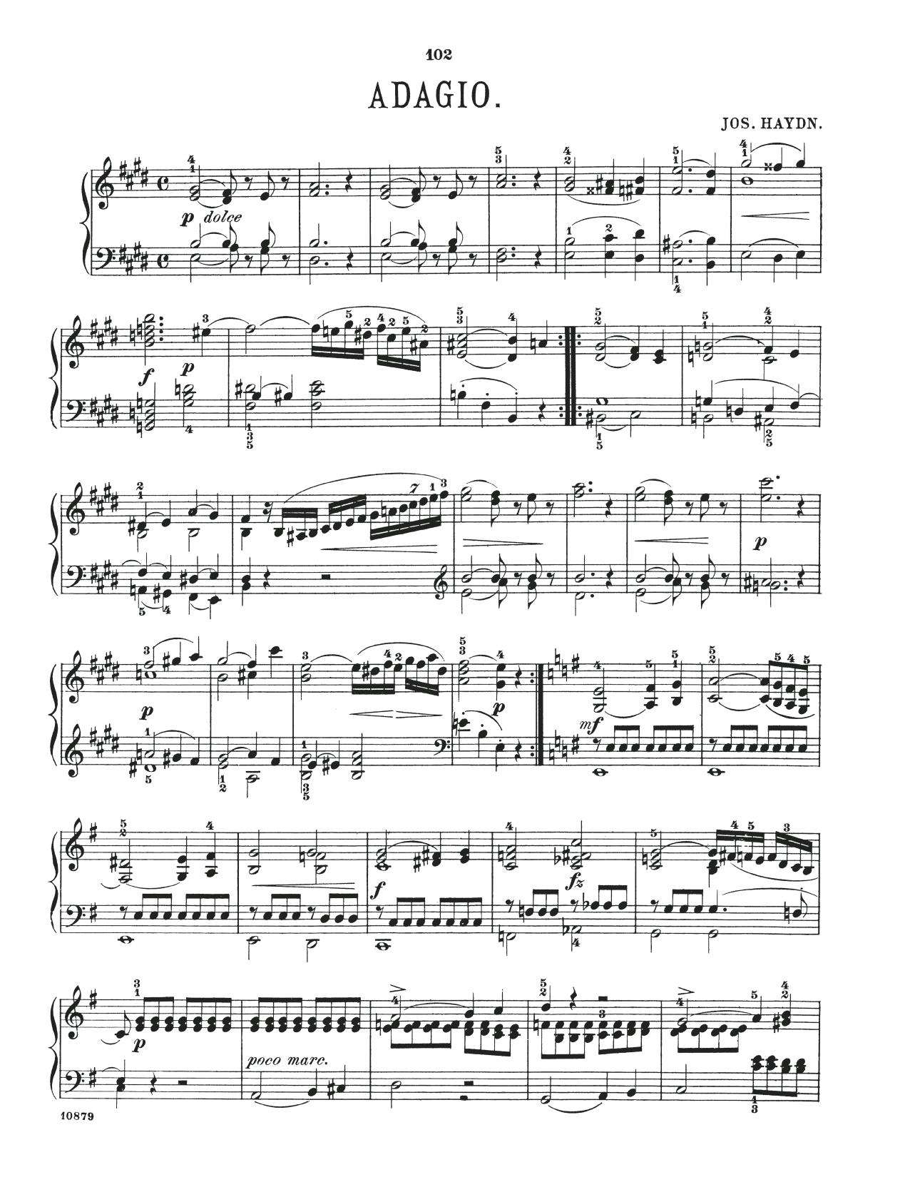 Download Franz Joseph Haydn Adagio In E Major Sheet Music