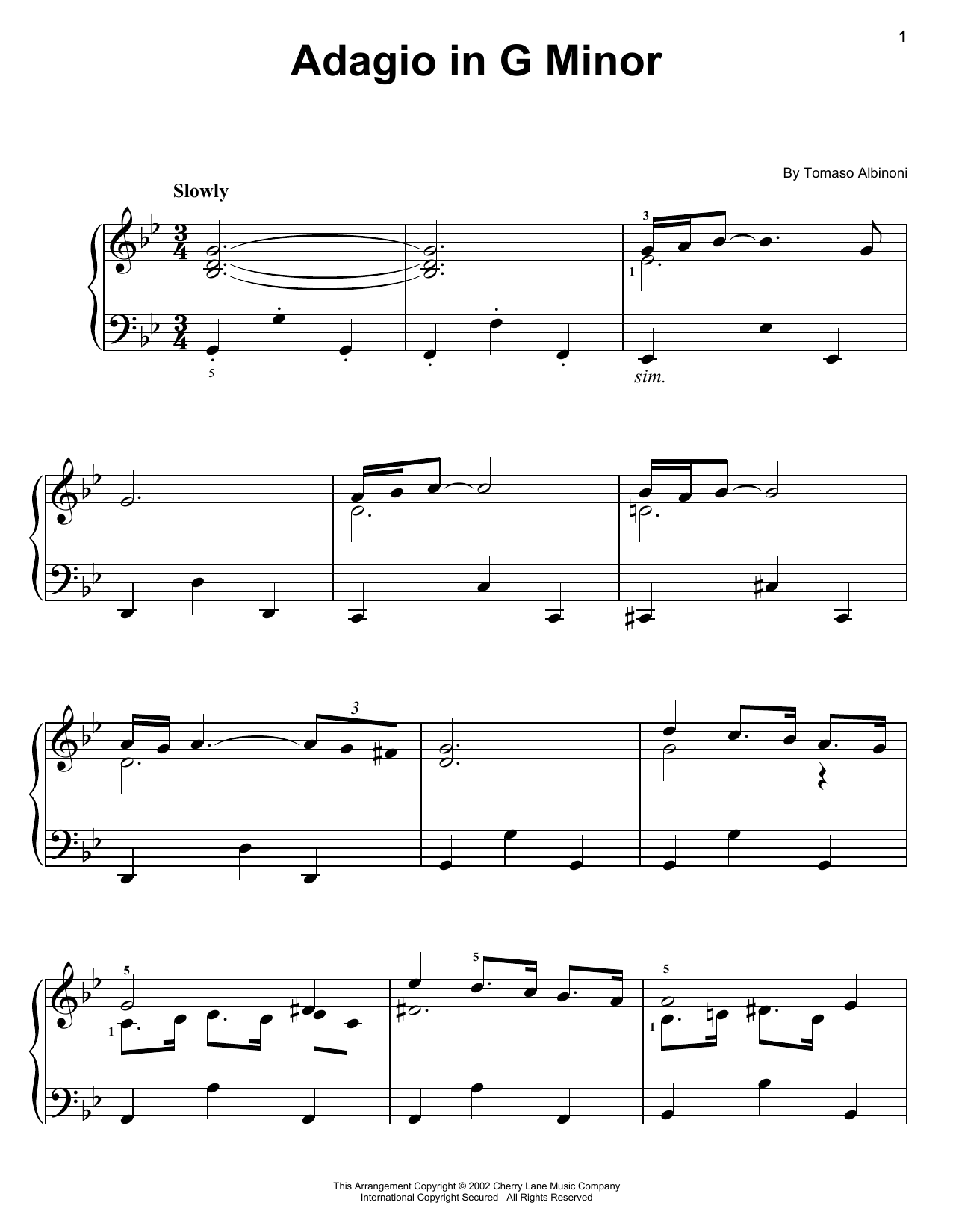 Download Tomaso Albinoni Adagio in G Minor Sheet Music