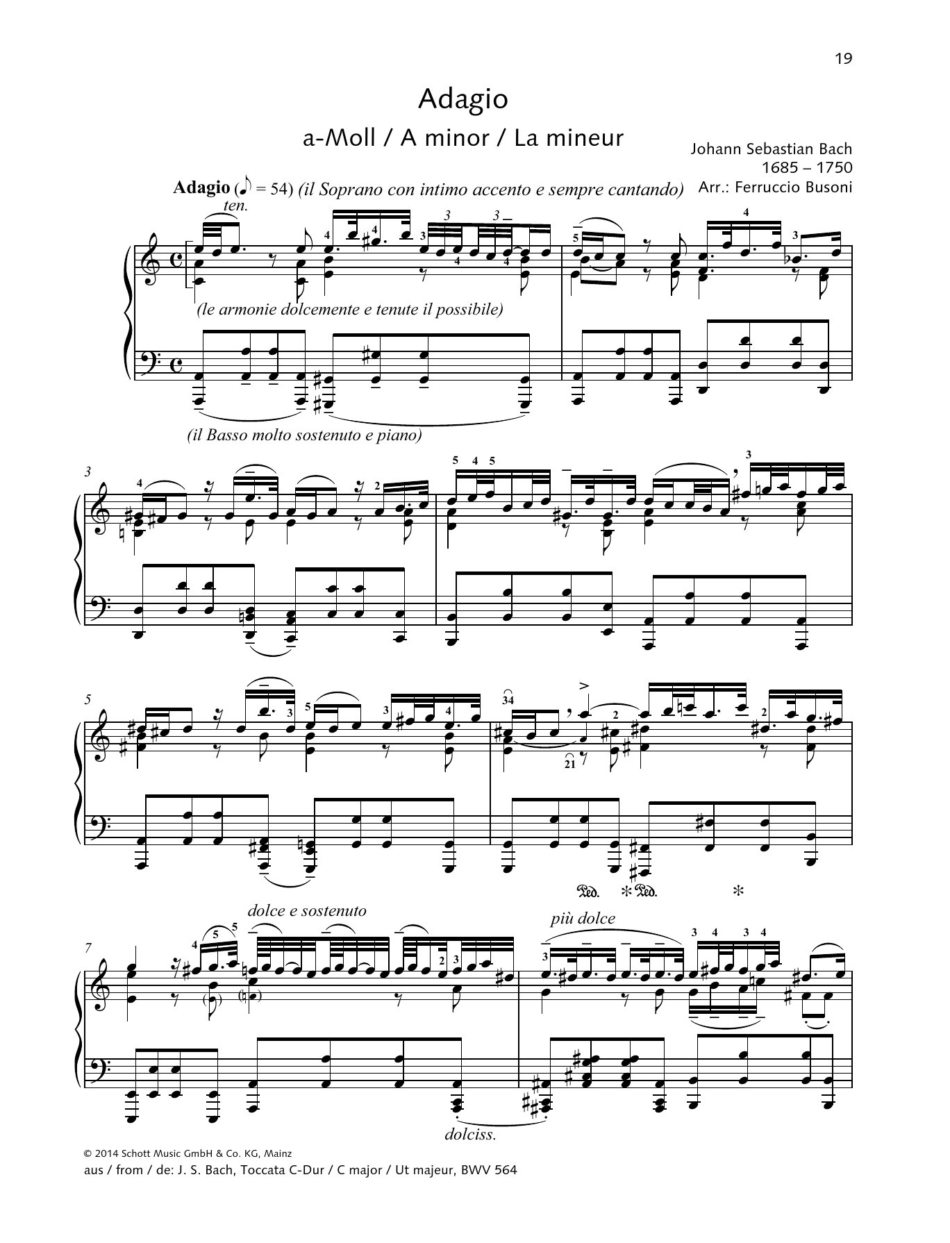 Download Johann Sebastian Bach Adagio Sheet Music