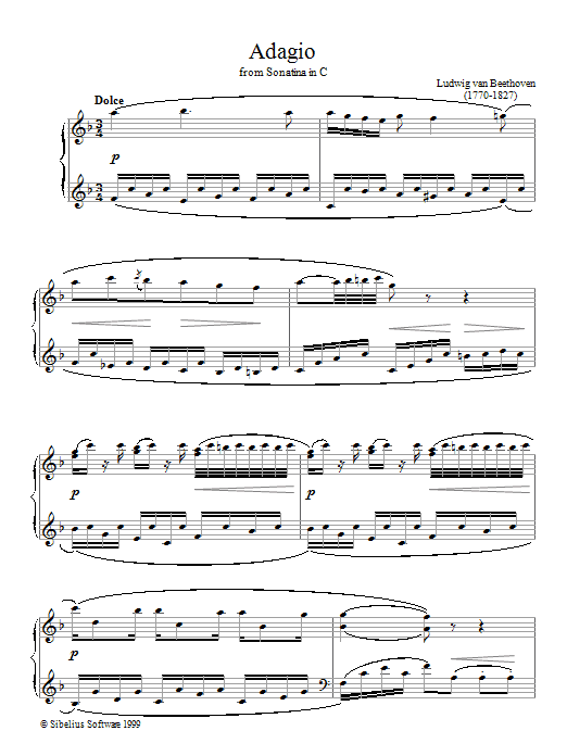 Download Ludwig van Beethoven Adagio Sonatina In C Sheet Music
