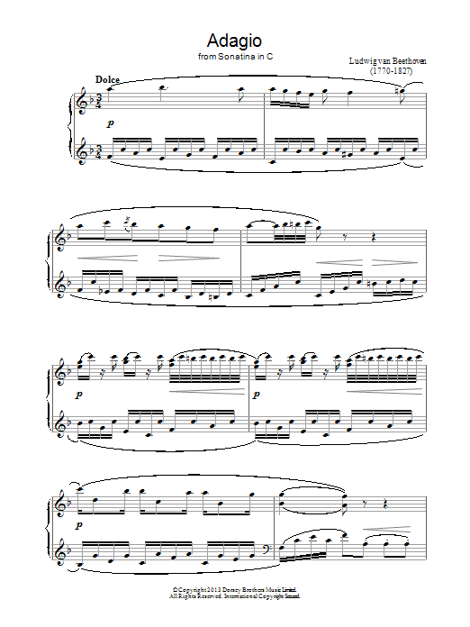 Download Ludwig van Beethoven Adagio Sonatina In C Sheet Music