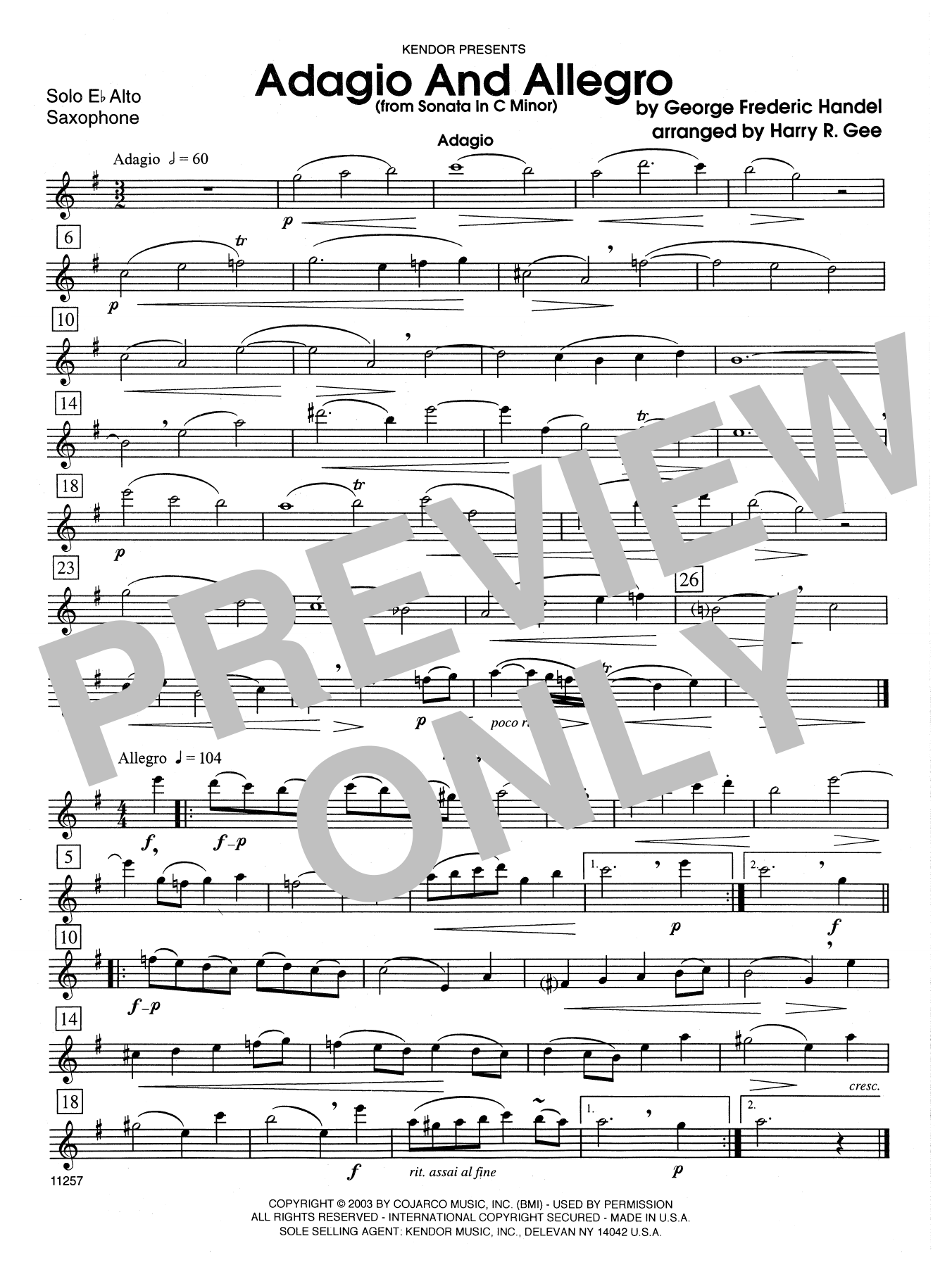 Download Harry R. Gee Adagio And Allegro (From Sonata In C Mi Sheet Music