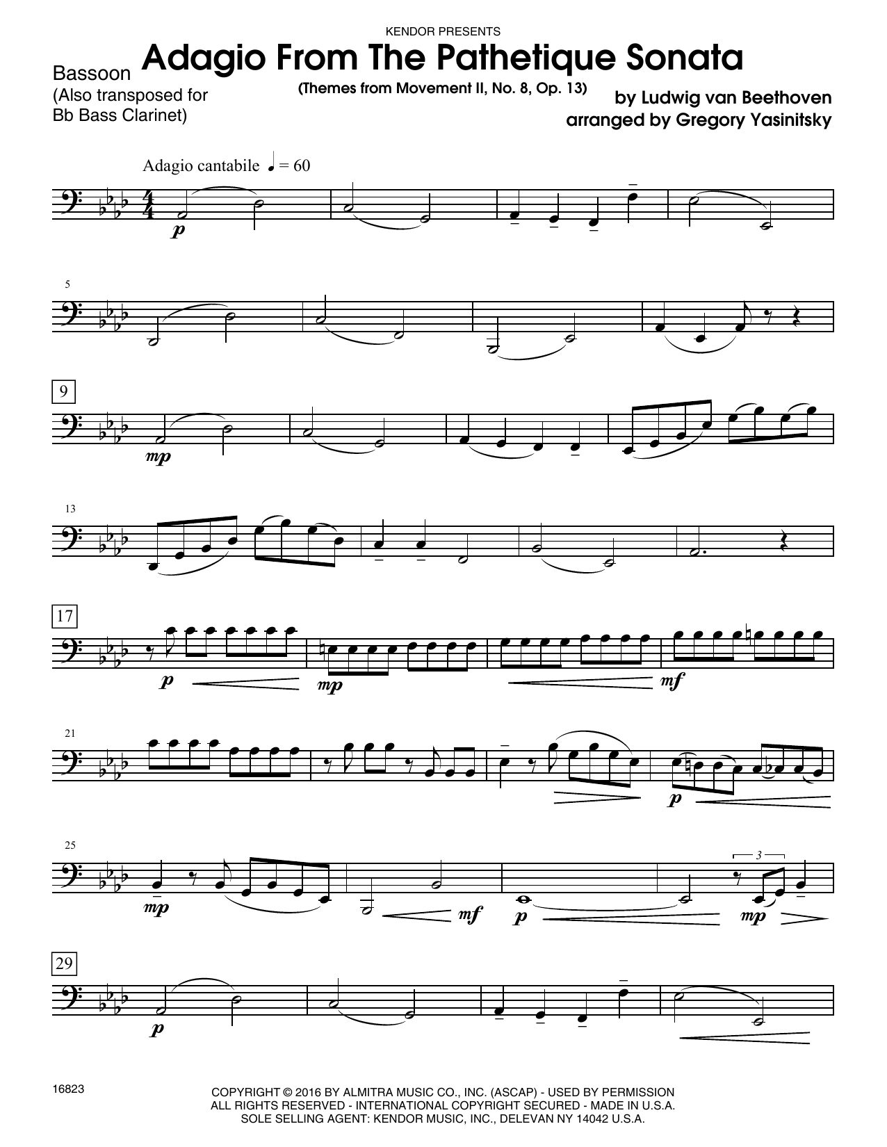 Download Yasinitsky Adagio From The Pathetique Sonata (Them Sheet Music