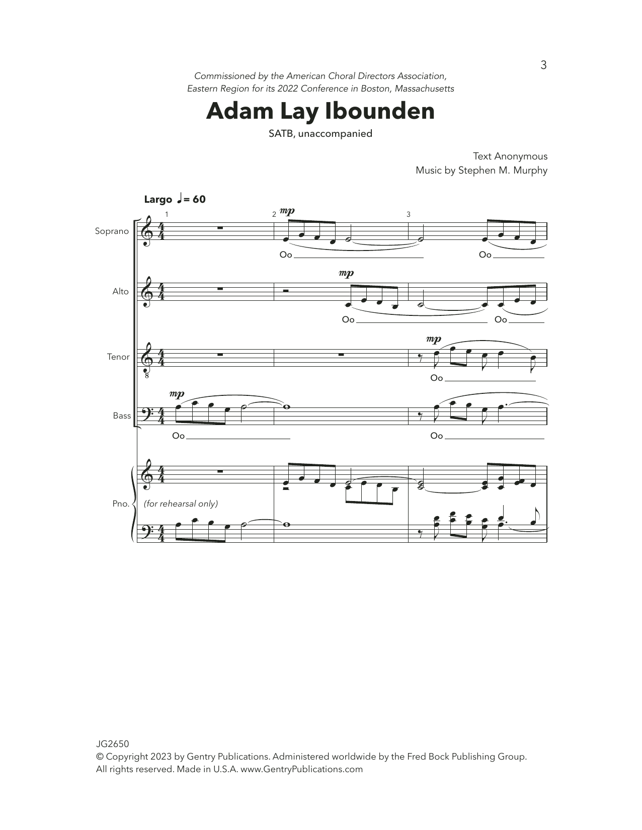 Download Stephen Murphy Adam Lay Ibounden Sheet Music