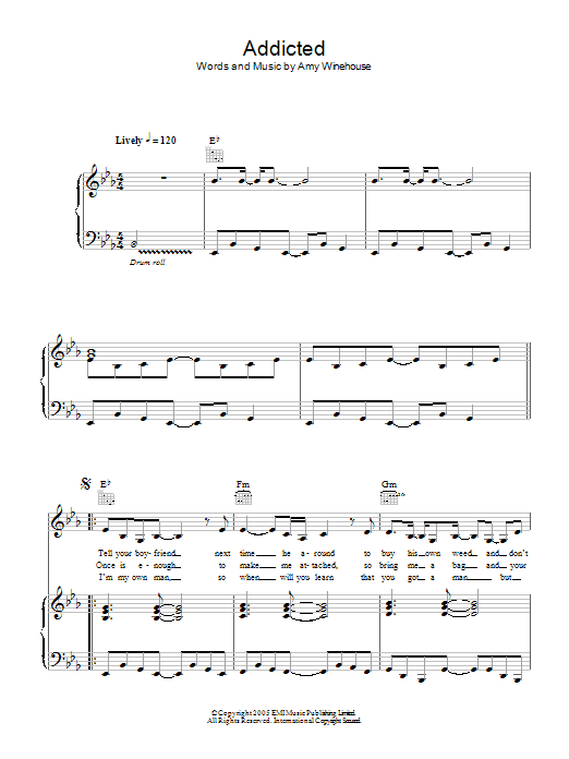 Download Amy Winehouse Addicted Sheet Music
