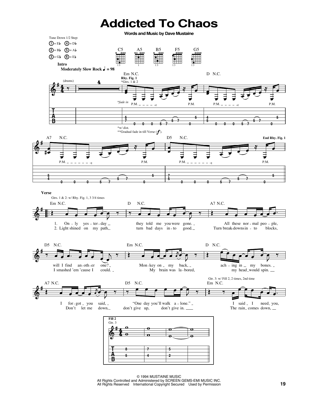 Download Megadeth Addicted To Chaos Sheet Music