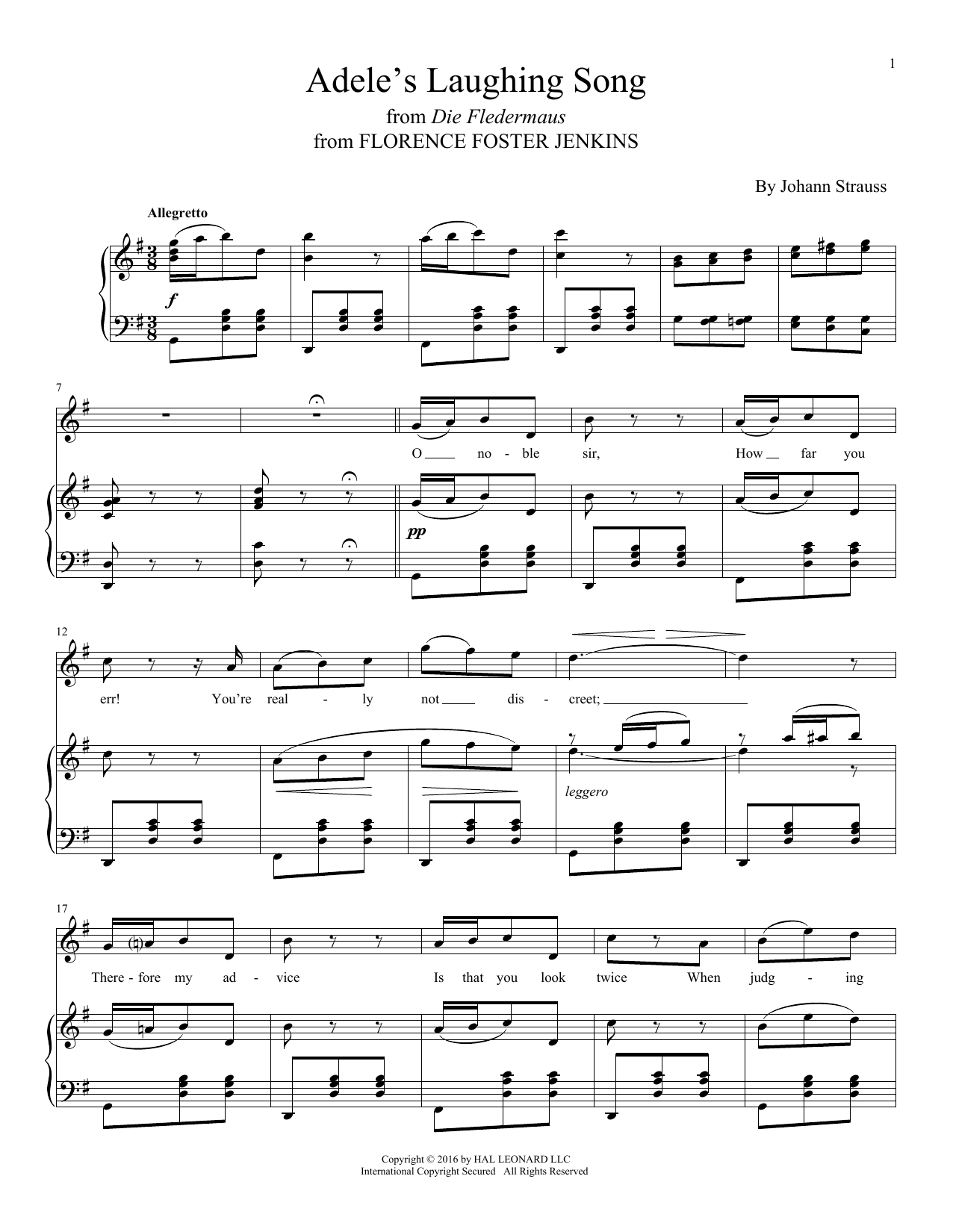 Download Johann Strauss Adele's Laughing Song Sheet Music