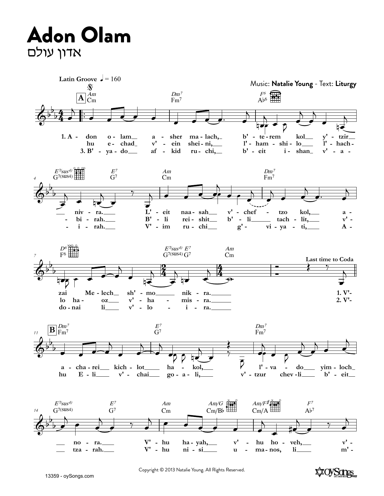 Download Natalie Young Adon Olam Sheet Music
