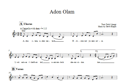 Download Steve Klaper Adon Olam Sheet Music