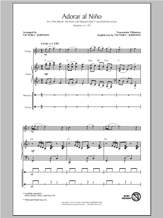 Download Traditional Adorar Al Nino (Come Adore The Baby) (a Sheet Music