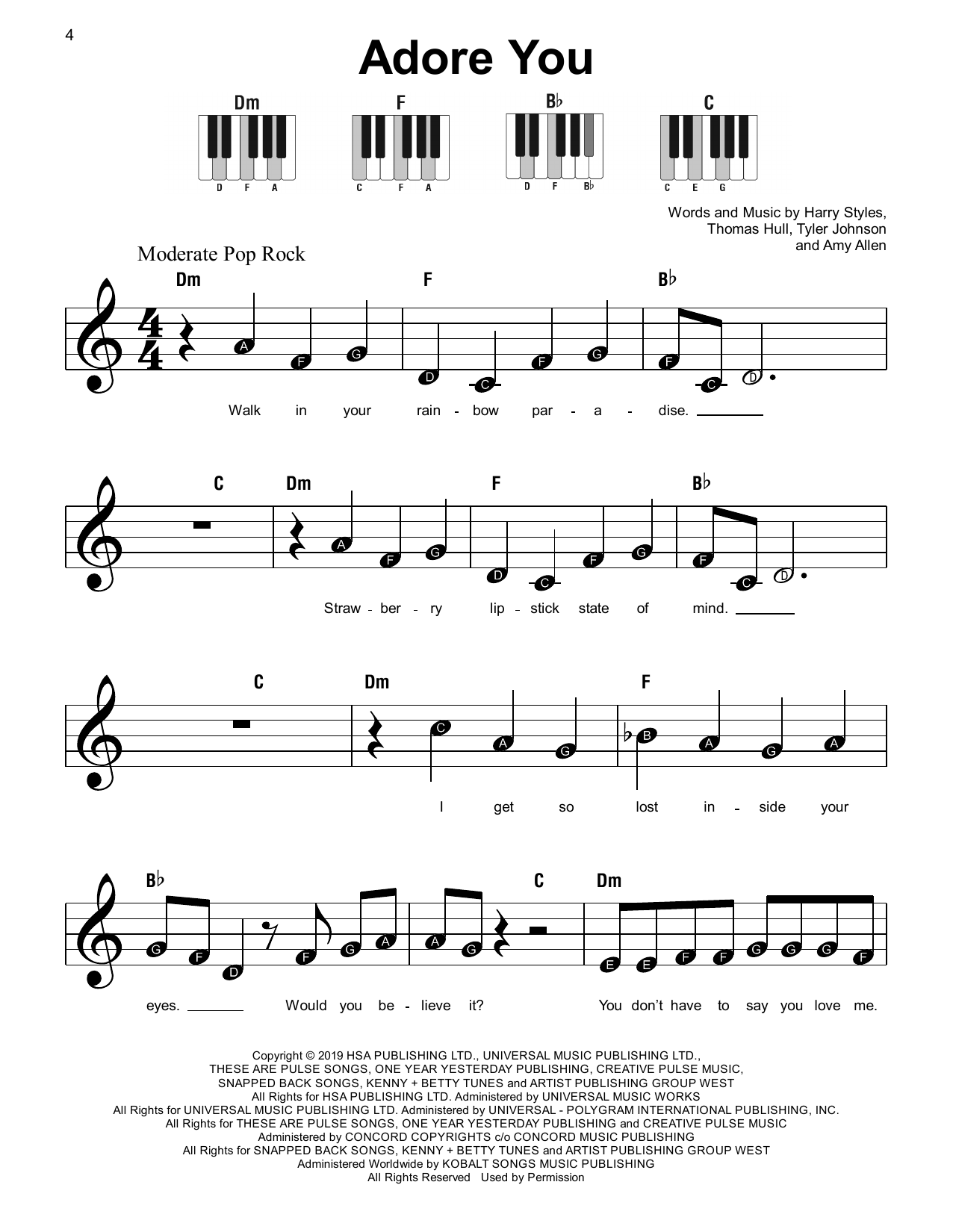 Download Harry Styles Adore You Sheet Music