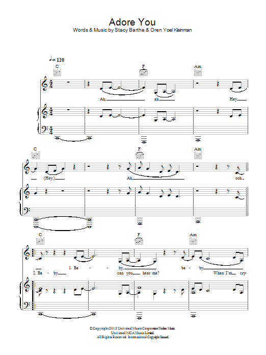 Download Miley Cyrus Adore You Sheet Music