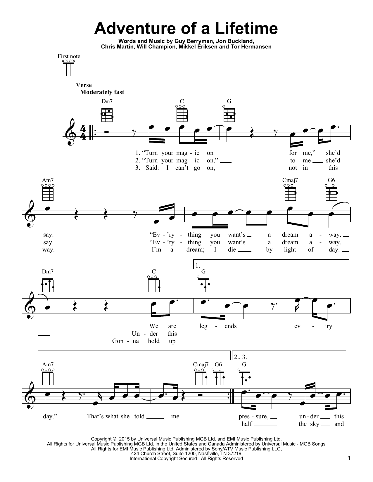 Download Coldplay Adventure Of A Lifetime Sheet Music