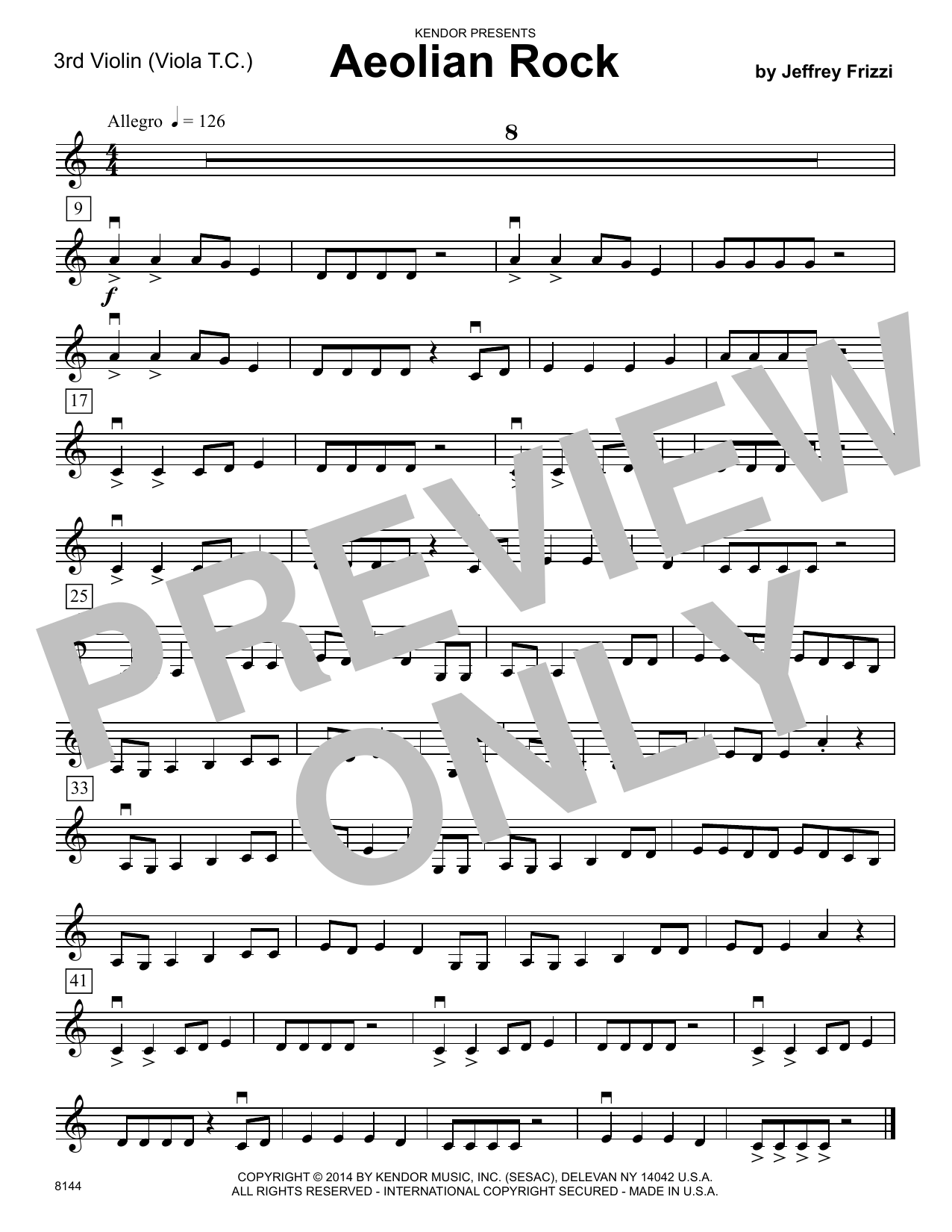 Download Jeffrey Frizzi Aeolian Rock - Violin 3 (Viola T.C.) Sheet Music