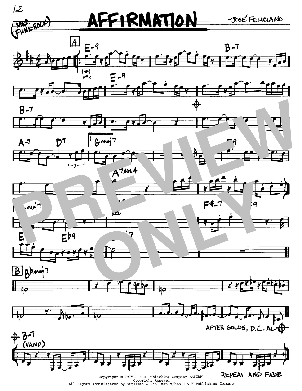 Download Jose Feliciano Affirmation Sheet Music