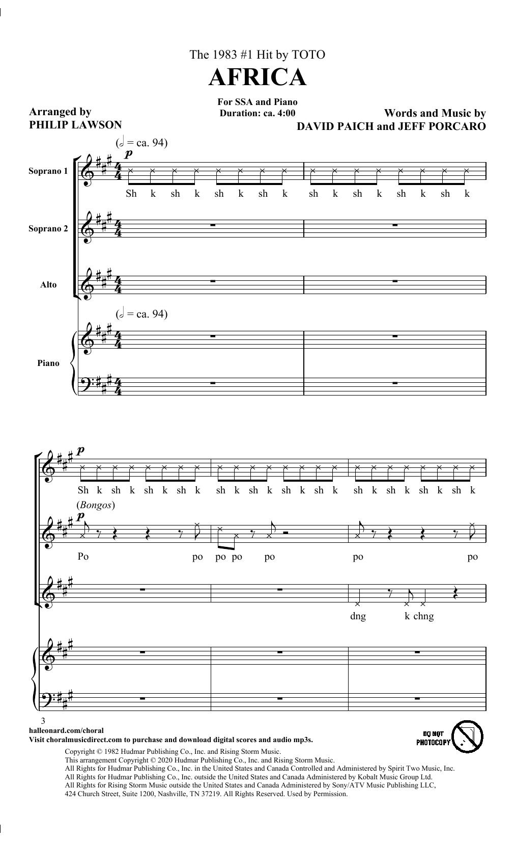 Download Toto Africa (arr. Philip Lawson) Sheet Music
