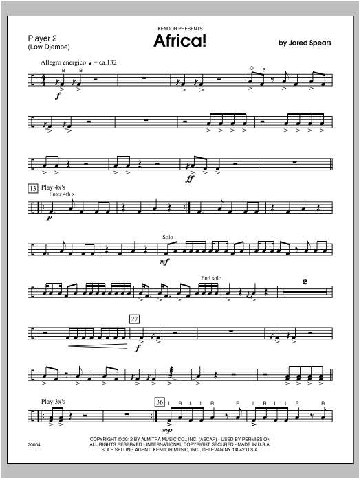 Download Spears Africa! - Percussion 2 Sheet Music