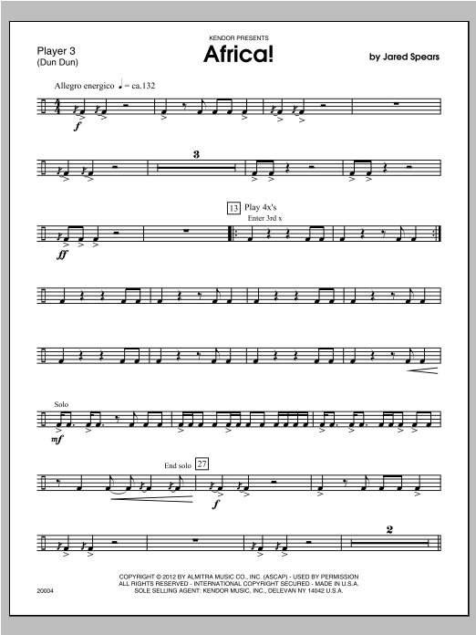 Download Spears Africa! - Percussion 3 Sheet Music