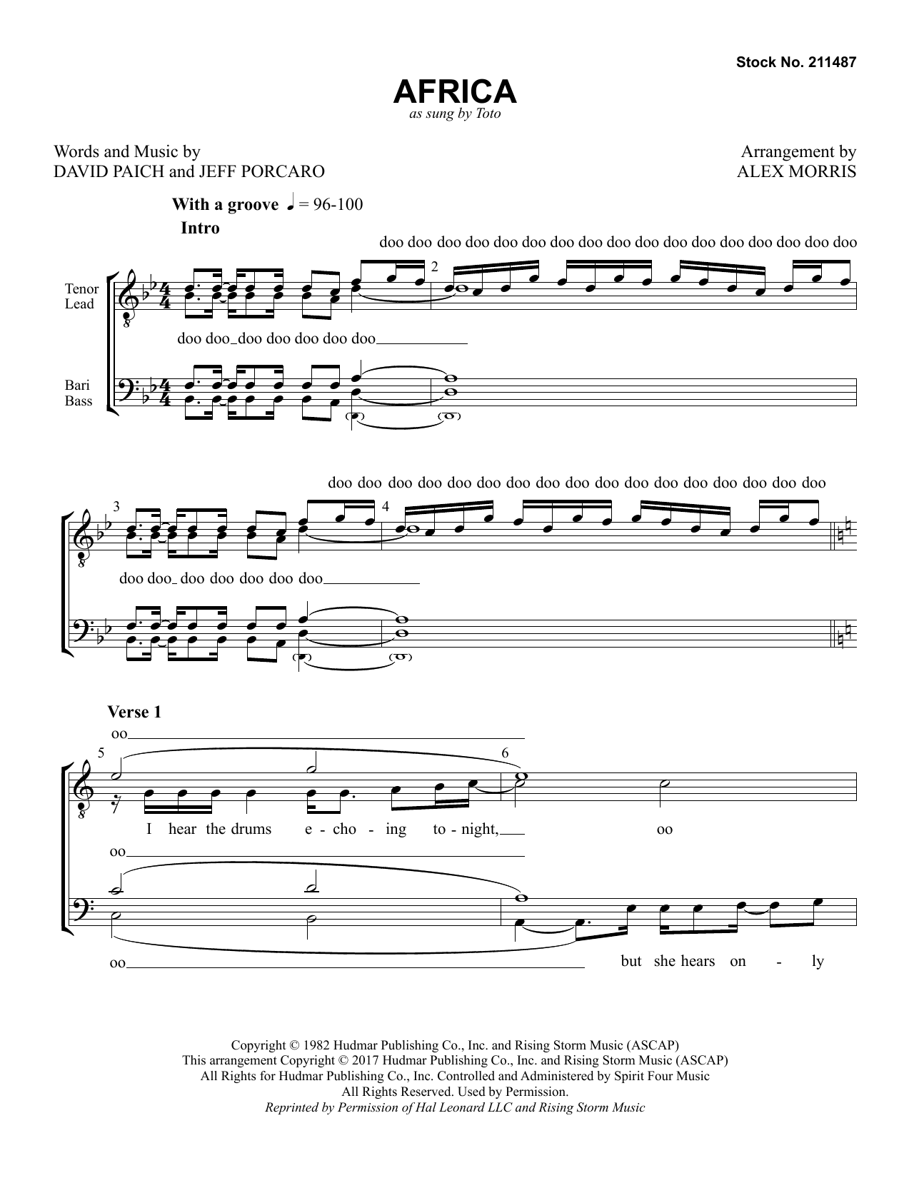 Toto Africa (arr. Alex Morris) sheet music notes printable PDF score