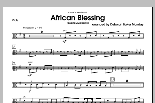 Download Deborah Baker Monday African Blessing (Bwana Awabariki) - Vi Sheet Music