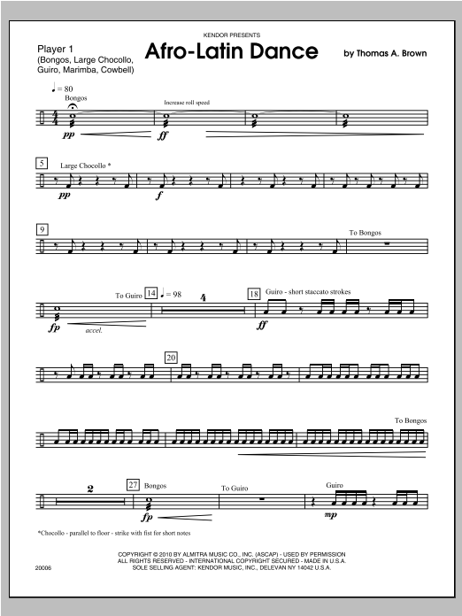 Download Tom Brown Afro-Latin Dance - Percussion 1 Sheet Music