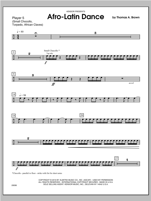 Download Tom Brown Afro-Latin Dance - Percussion 5 Sheet Music