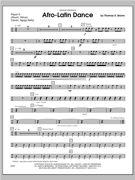 Download Tom Brown Afro-Latin Dance - Percussion 6 Sheet Music