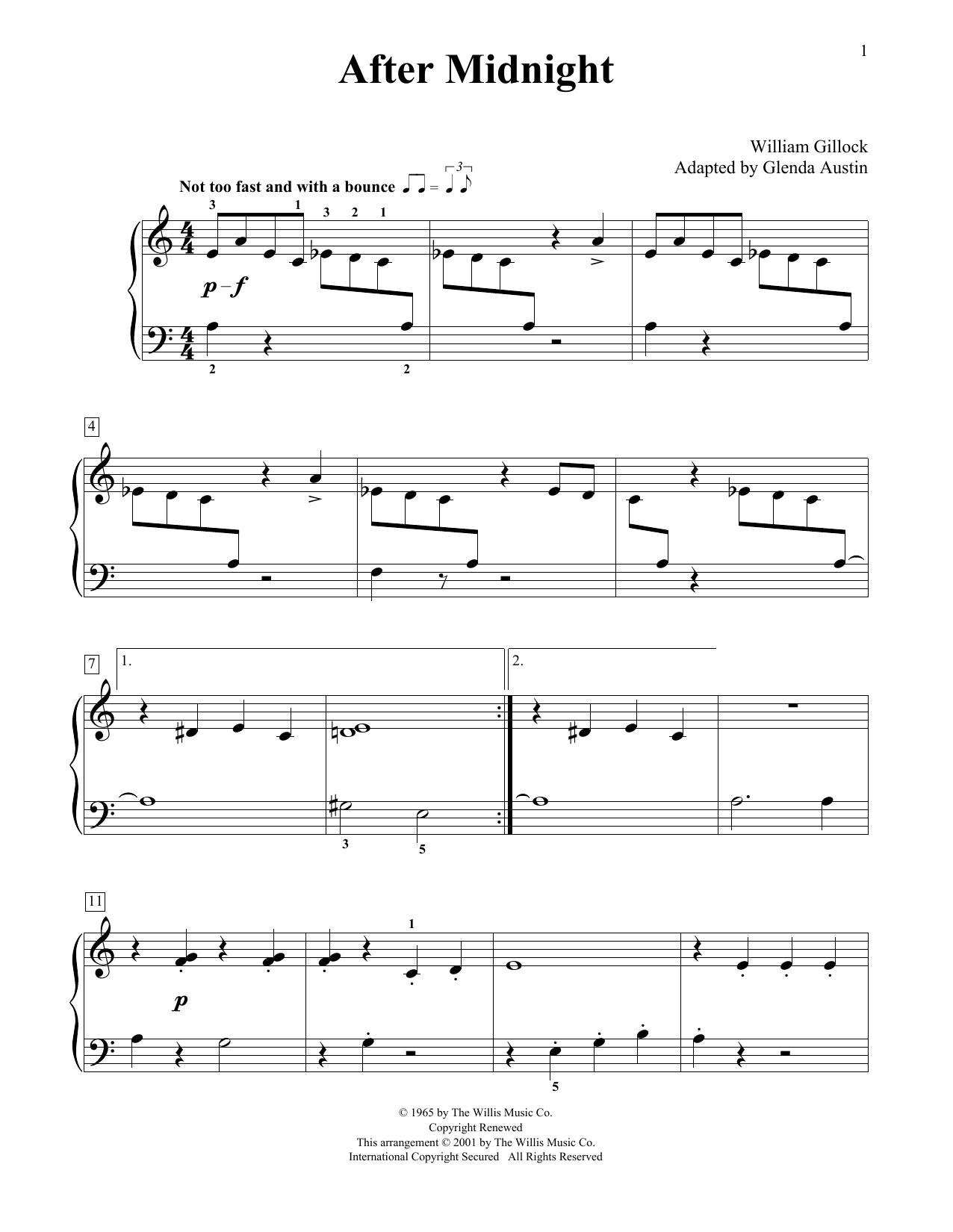 Download William Gillock After Midnight (Simplified) (adapted by Sheet Music