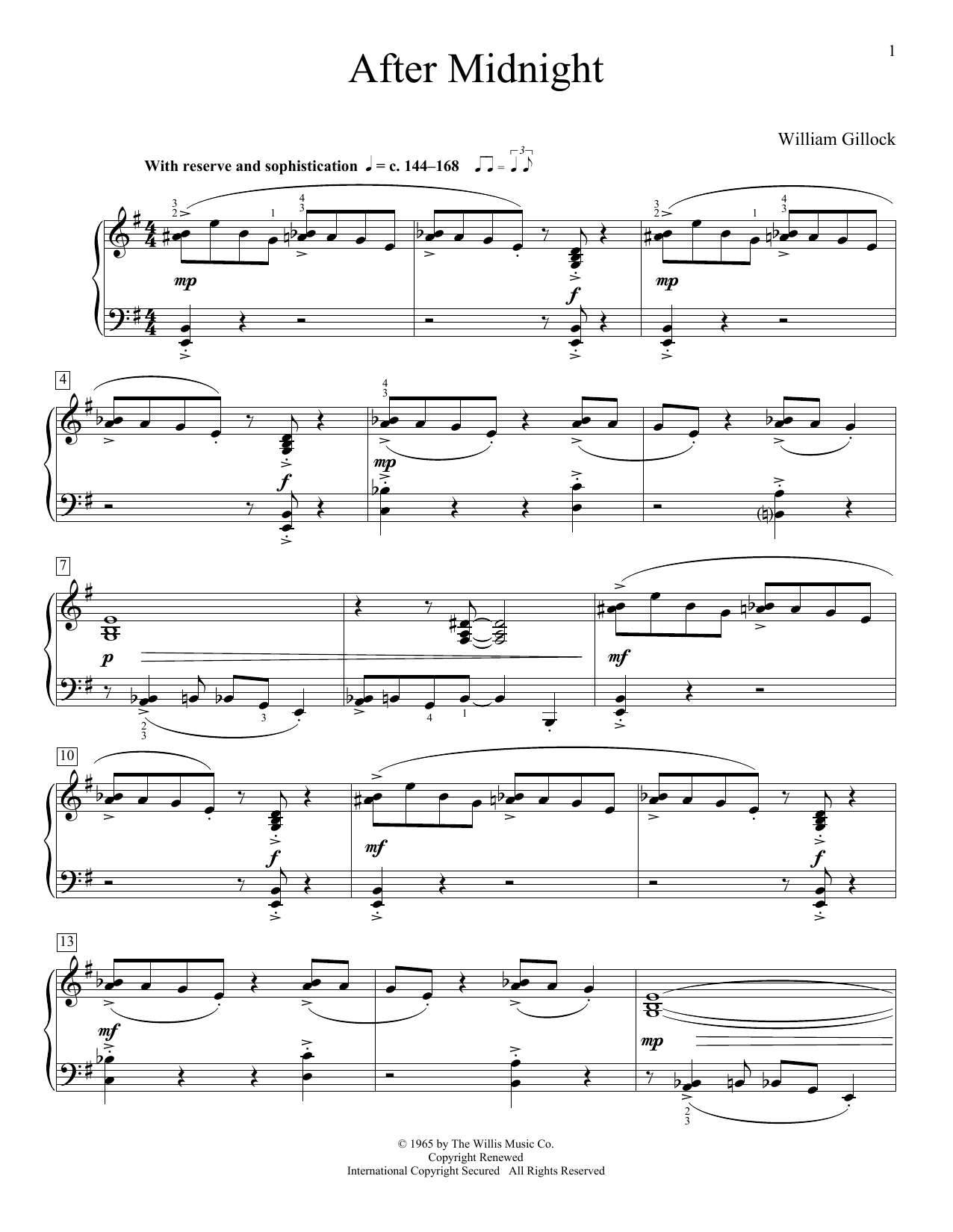 Download William Gillock After Midnight Sheet Music